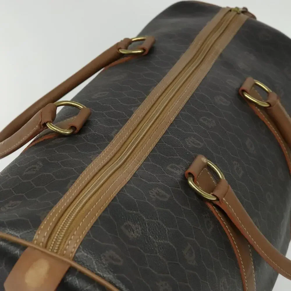 DIOR Honeycomb Canvas Boston Bag Pvc Black Gold